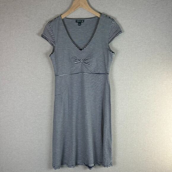 Toad & Co Womens Rosemarie Striped Dress Size S Sustainable Organic Cotton Vneck - Picture 2 of 11